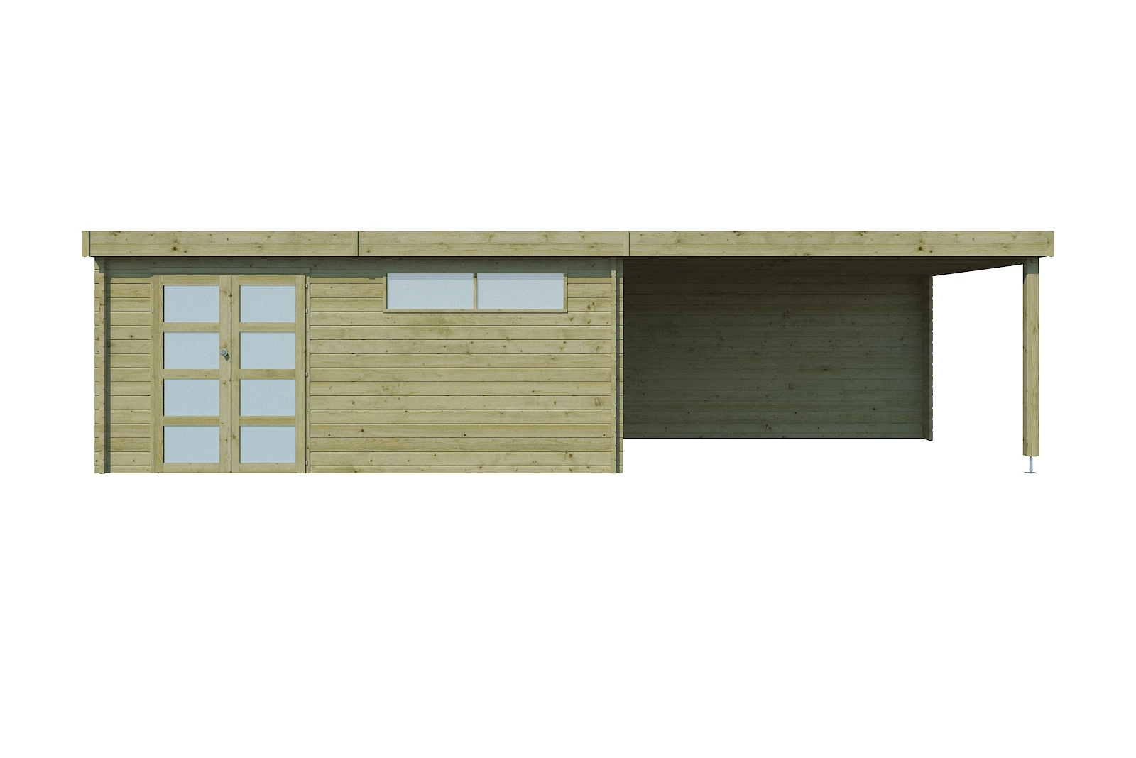 Woodlands Blokhut Modern Geïmpregneerd met Overkapping en Dakisolatie - 905 x 385 cm - Afbeelding 1